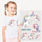 GRAZDesign Bügelbilder Set Mädchen Einhorn für Textilien DIN A4 zum selbst aufbügeln mit Namen personalisiert DTF Druck