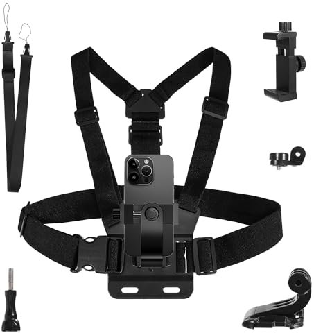 Brustgurt Halterung für GoPro & Action Kameras – Verstellbarer Brustgurt, Atmungsaktives Material, Kompatibel mit GoPro Hero 13, Hero 12, Hero 11, DJI Osmo Action 5, Samsung, iPhone für POV/Vlog