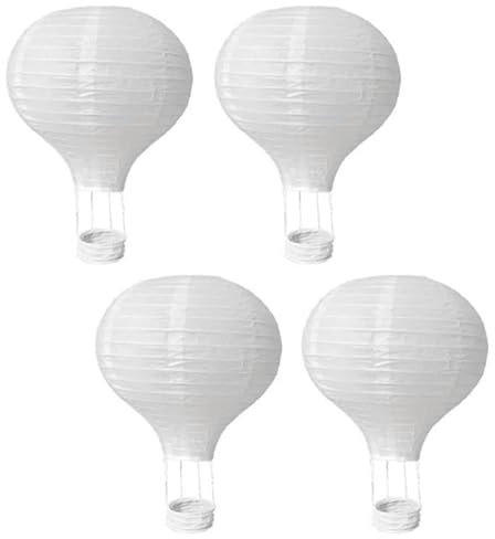 arrderly Pack of 4 Hot Air Balloon Paper Lantern, White Paper Lantern, Decorative, Ice Classic Bamboo Style for Wedding, Celebration, Birthday Party (10 inches, 20 cm)