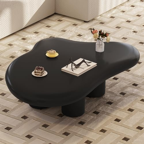 Guyii Table Basse Cloud, Salon Central Minimaliste Table Basse irrégulière à Quatre Pieds (Noir 0,9 m)
