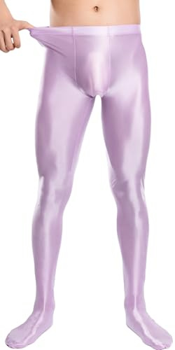 AIEOE Hommes Leggings Huileux Brillant Collant Élastique Corsaire Pantalon Taille Haute Pantalon de Sport Nylon Glossy Jumpsuit Panty de Compression M