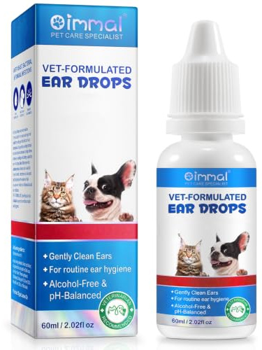 Gouttes Auriculaires pour Chiens et Chats, Nettoyant Oreille Chien et Chat pour Soulager Les Démangeaisons de L'oreille, Soulager L'inflammation de L'oreille, Enlever Le Cérumen, Odeur, 60ml