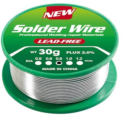 Étain de soudure 0,8 mm 30g, Étain à Souder Avec Flux, fil a souder sans plomb, Soudure Étain Avec Noyau de Colophane, Sn99.3% Cu0.7% pour Petite Soudure Fine Composant Electronique