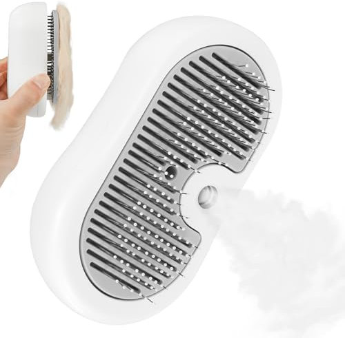 Nepfaivy Katzenbürste mit Dampf für Kurzhaar und Langhaar - Wiederaufladbare Katzen Bürste mit Auslöseknopf, Dampfbürste für Katzen und Hunde zum Entfernen von Losen Haaren und Schmutz