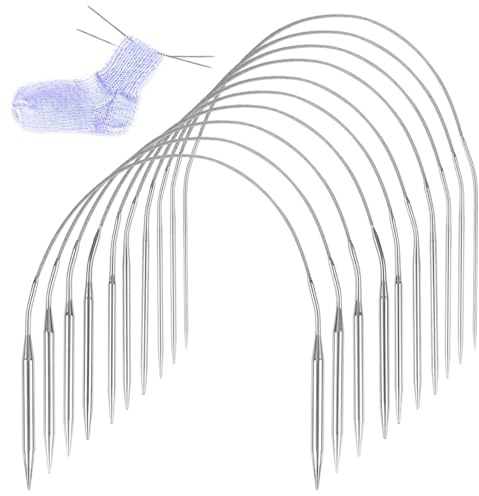 10 Pcs Aiguilles à Tricoter Circulaires 40 cm, Aiguille à Tricoter Ronde