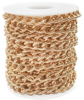 Alide 5M Aluminiumkantkedjor, Guldfärgade Smycken Halsbandstillverkning Kedjor för Halsband Hantverk Tavelhängande DIY-pyssel