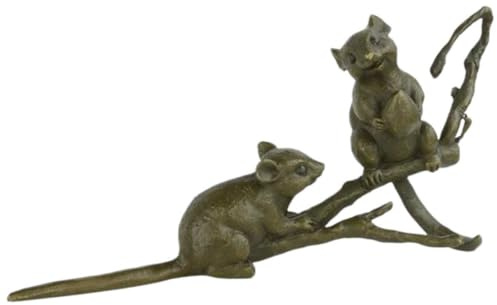 vianmo Scultura in bronzo Figura in bronzo Due topi su un ramo