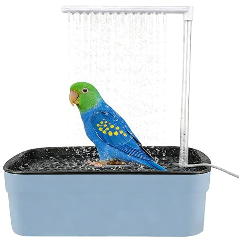 RNPKZ Bird Bath Tub, 30.5 X 20.5 X 24CM Automatic Bird Shower Bath with Multiple Faucets, USB Electric Pet Water Cycle Bath Tub, Bird Shower Bathing Tub for Cockatiel Parrot Small Medium Birds (Grey)