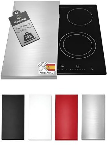 HOMELAY Tapa para vitrocerámica. Tapa cocina inducción (No GAS). 55 x 33 x 2,5 cm. Muy resistente. Hecho en España. Protector de vitroceramica, cubrevitroceramicas (1, Acero Inoxidable)