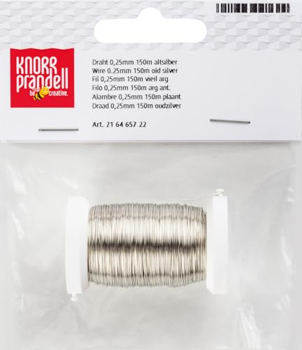 Knorr Prandell 6465722 Fil métallique 150 m/0,25 mm de diamètre, Couleur Argent Vieilli