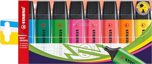 Highlighter - STABILO BOSS ORIGINAL - Pack of 8 - Assorted Colours