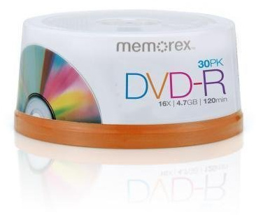 Memorex Brand 16X Logo Blank DVD-R Disc 30-Pack