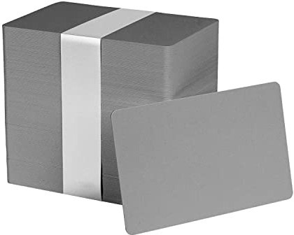 Förpackning med 100 grå CR80 PVC-kort | 30 mil av easyIDea