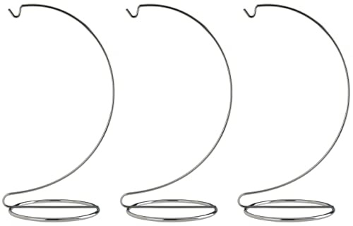 Creative Hobbies® 10 Inch Chrome Ornament Display Stands - Elegant Wire Hangers for Ornaments & Terrariums | Pack of 3