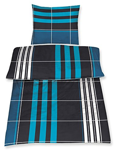 Unbekannt Microfaser-Bettwäsche Basic - Petrol - Karo - 135x200 cm