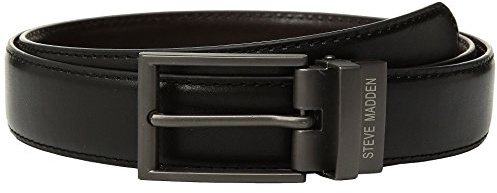 Steve Madden Reversible Men's Dress Casual Every Day Leather Belt, Black/Brown (Smooth), 36