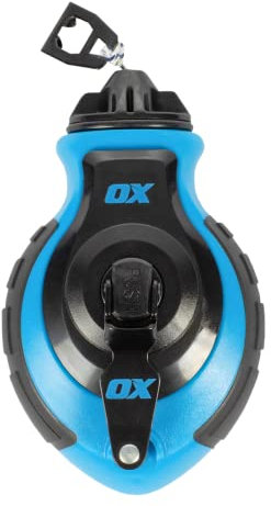 OX Tools OX-P027731 Kreidelinie – 30 m dicke Linie, gebogener Haken, 6:1 Übersetzung, Metallgriff, einfache Oberlastung, ergonomische Form und Gummigriffe – ideal für Deckbauer, Rahmen, Dachdecker