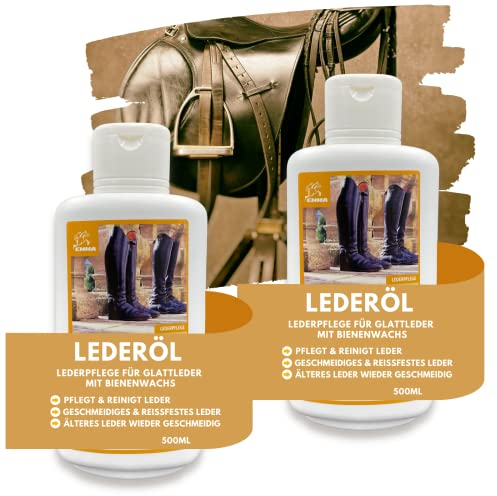 EMMA Lederpflege mit Bienenwachs Lederöl farblos 2x500ml für Ledercouch Sofa Couch Sattel Jacke Schuhe I Lederfett farblos Lederpflegemittel Lederpflege Auto Leder Balsam für Leder Reinigung & Pflege