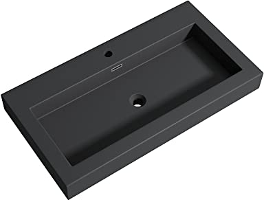 doporro Waschbecken 90x48x10cm Aufsatzwaschbecken matt Anthrazit aus Mineralguss Gussmarmor Waschtisch Colossum18