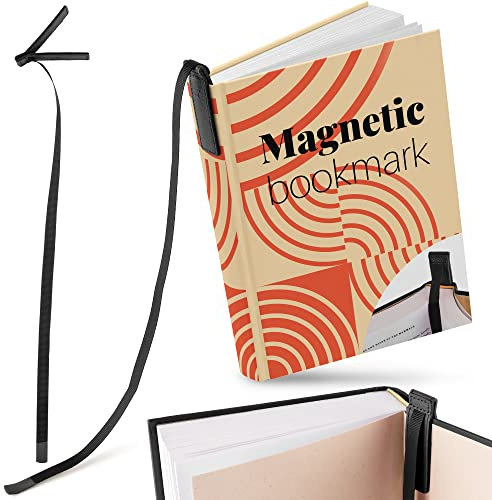 Superior Essentials Planner Magnetic Bookmark - Genuine Leather, Single Long Ribbon Bible Bookmark for Book Lovers - Amplify Your Love for Books with Our Elegant Ribbon Page Marker (1PC, Black)