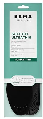 Bama Soft Gel Ultratunn innersula – stötdämpande, andande och halksäker gel-sula för skor – unisex – 1 par – 45/46 EUR