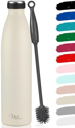 Milu Termosflaska i rostfritt stål, 350/500/750/1 000 ml, 1,5 liter – termosflaska, isolerad vattenflaska, läckagesäker vakuumflaska, dubbelväggig, lämplig för kolsyrade drycker (smörkräm, 1 500 ml)