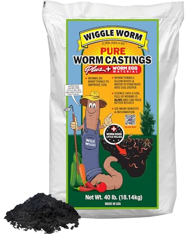 Wiggle Worm 100% Pure Worm Castings Plus Worm Egg Material, 40lb