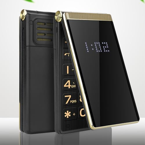 Senior Flip Phone, 3 Tum Dual SIM Dual Standby Dual Screen Högvolym Flip Mobiltelefon för Seniorer med 5900mAh LED-ficklampa, Seniors Mobiltelefon Support SOS-funktion (svart)