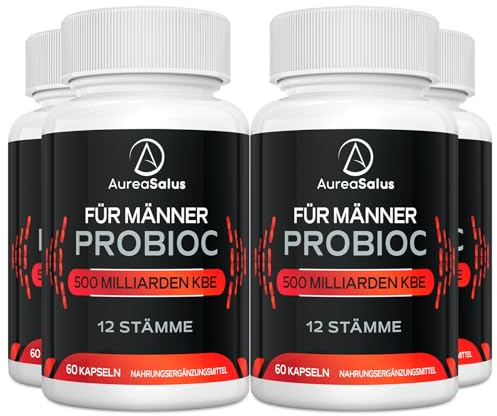 Aureasalus Probiotika für Männer, 500 Milliarden KBE 12 Stämme, für Männer Probioc mit Cranberry, Kurkuma, Goji-Beere,gluten- und milchfrei, 60 Kapseln