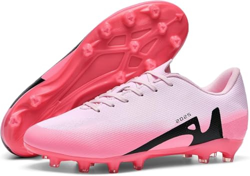 Kmrlofiy Fotbollsskor, herr, spike, mikrofiber, cleats, professionella fotbollsskor, barn, ungdomar, utomhus, sport, sport, träningsskor, sportskor, Rosa 2, 36 EU