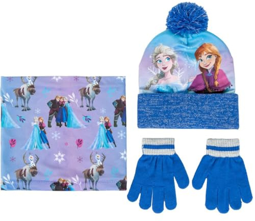 Disney Frozen Bobble - Gorro + bufanda + guantes para niñas, conjunto de invierno de 3 piezas para niños Elsa Anna, Elsa / Anna, 2-8 años