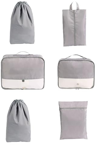 Jwthee 6 Set Cubi da Imballaggio per Valigie, Organizzatori per Imballaggio Bagagli da Viaggio Borse da Imballaggio per Bagagli Portatili per Vestiti Cosmetici Articoli da Toeletta Scarpe