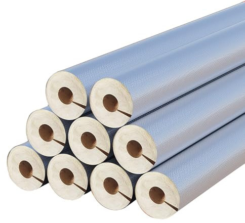 HSPLXYT Pipe Insulation Foam Tube, open-ended Self Adhesive Insulation Foam Wrap with Aluminum Foil, high-temperature-resistant heat-insulating glass wool, boiler steam(ID219MM/TH50MM)
