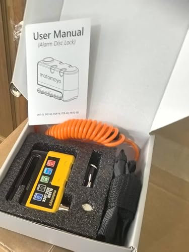 Bremsscheibenschloss mit 110dB Alarmanlage – Hochsicherheits Motorradschloss, Wasserdicht, 1.5m Rückrufkabel + Transporttasche für Motorrad, E-Bike, Scooter (Universal)