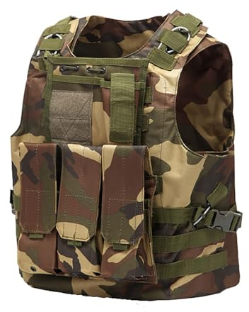 Bauzuoyo - Gilet tattico da uomo militare, mimetico, giubbotto da combattimento, per polizia, Airsoft, per caccia, CS, gioco di campo, sicurezza, guardie, outdoor, campeggio, giubbotto da