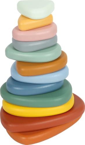 Small Foot Pietre di bilanciamento Montessori in Legno FSC® 100% Certificato, 12 Pietre da impilare, Giocattolo didattico per la promozione di motricità, a Partire da 1 Anno, 12759