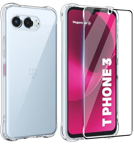 FDHYFGDY Hülle für Telekom T Phone 3 Handyhülle + 1x Schutzfolie, Transparente Silikon Schutzhülle, Anti-Kratzer, Anti-Vergilbung und Stoßfest,Dünne, Weiche, Transparente TPU Case