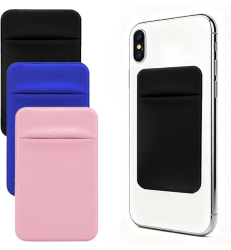 VYNZOR Kit da 3 Porta Tessere e Soldi per Telefono, Porta Carte Telefono, Materiale Elastico e Durevole, Sottile e Leggero da Aggiungere a qualsiasi Smartphone, Perfetto per la Palestra e lo Sport