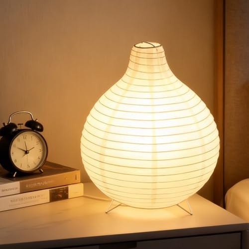GOMETY Lampada da tavolo in carta, 24 x 23 cm, creativa in carta di riso, lampada da terra, lampada da comodino, lampada da tavolo decorativa, stile minimalista, luce d'atmosfera per soggiorno, camera