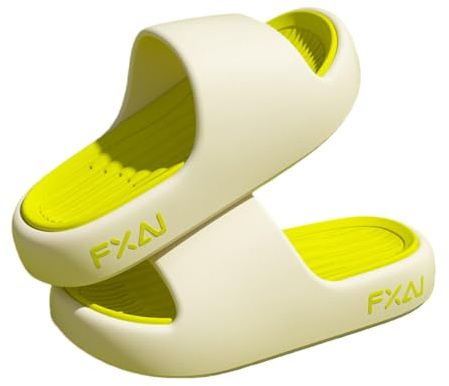 Gyios Ciabatte Estive Sandali da Doccia Pantofole Infradito Tinta Unita Suole Antiscivolo Extra Spesse Bagno per Il Tempo Libero Spiaggia-Bianco Verde-44-45