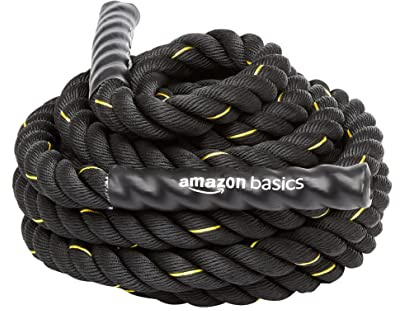 Amazon Basics Battle Rope da 3,8 cm x 12 m, fune pesante da allenamento, Nero