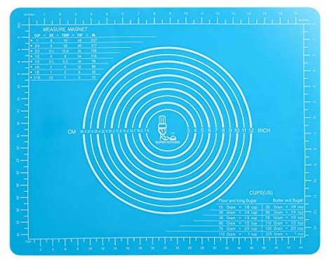 Super Kitchen Non-Slip Silicone Pastry Mat (50 × 40 cm) for Baking, Dough Rolling, Kneading, Fondant & Pie Crust (Blue)