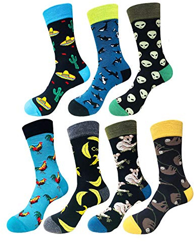 EmaoFun Chaussettes Fantaisie Homme, Chaussettes Originales Motifs Amusantes 40-46(Caraïbes)