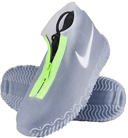ydfagak Impermeabile Copriscarpe, Copriscarpe Antiscivolo con Suola Antiscivolo Rinforzata, Copriscarpe Riutilizzabili Pieghevole per Le Giornate di Pioggia e Neve (XL (43-47), Bianco)