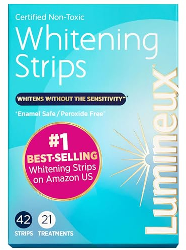 Lumineux Teeth Whitening Strips - 21 Treatments Dentist Formulated - Sensitivity Free - NO Artificial Flavors, Colors, and SLS Free - Oral Essentials