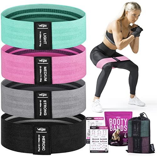 Vergali Booty-Bänder aus Stoff für Gesäß und Beine von Damen Set mit vier rutschfesten, Workout-resistenten