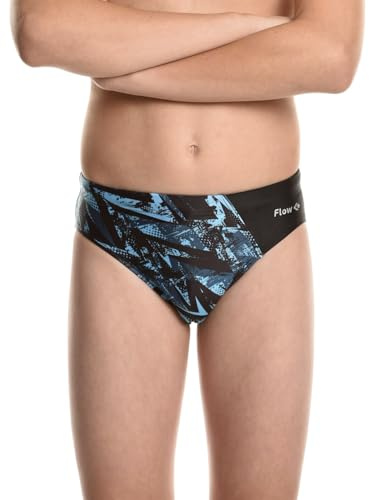 Flow Splice Swim Briefs - Boys Brief Style Swimsuit for Swimming Practice and Competition in Suit Size 21 to 32 (Derezzed, 26)