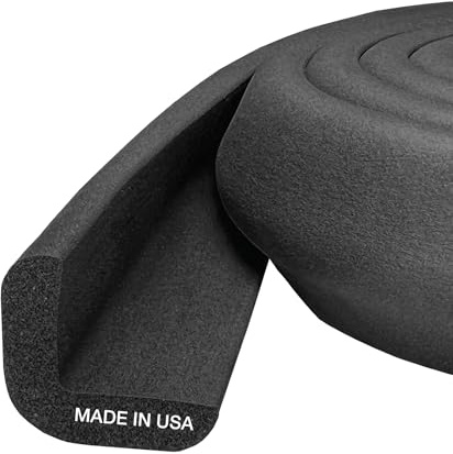 Kidkusion Baby Proof Edge Guards for Safety | Made in The USA | 6 Feet | Black | Edge Protectors for Furniture, Tables, Fireplaces | Heavy Duty Tape Included