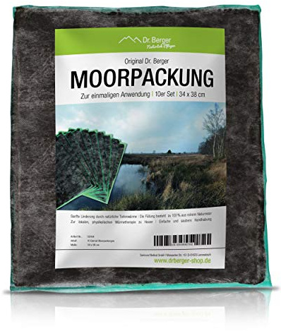 Premium Natur Moor Moorpackungen 450g Moor-Kompresse - Physio,Wellness und zuhause. Moorkissen Moorpackungen mit natürlichem Torf Schlamm Fango mit Vlies - 37x34cm - 10x Pack