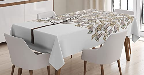 ABAKUHAUS Abstrait Nappe, Surreal Argent feuillu Arbre, Linge de Table Rectangulaire pour Salle à Manger Décor de Cuisine, 140 x 200 cm, Multicolore